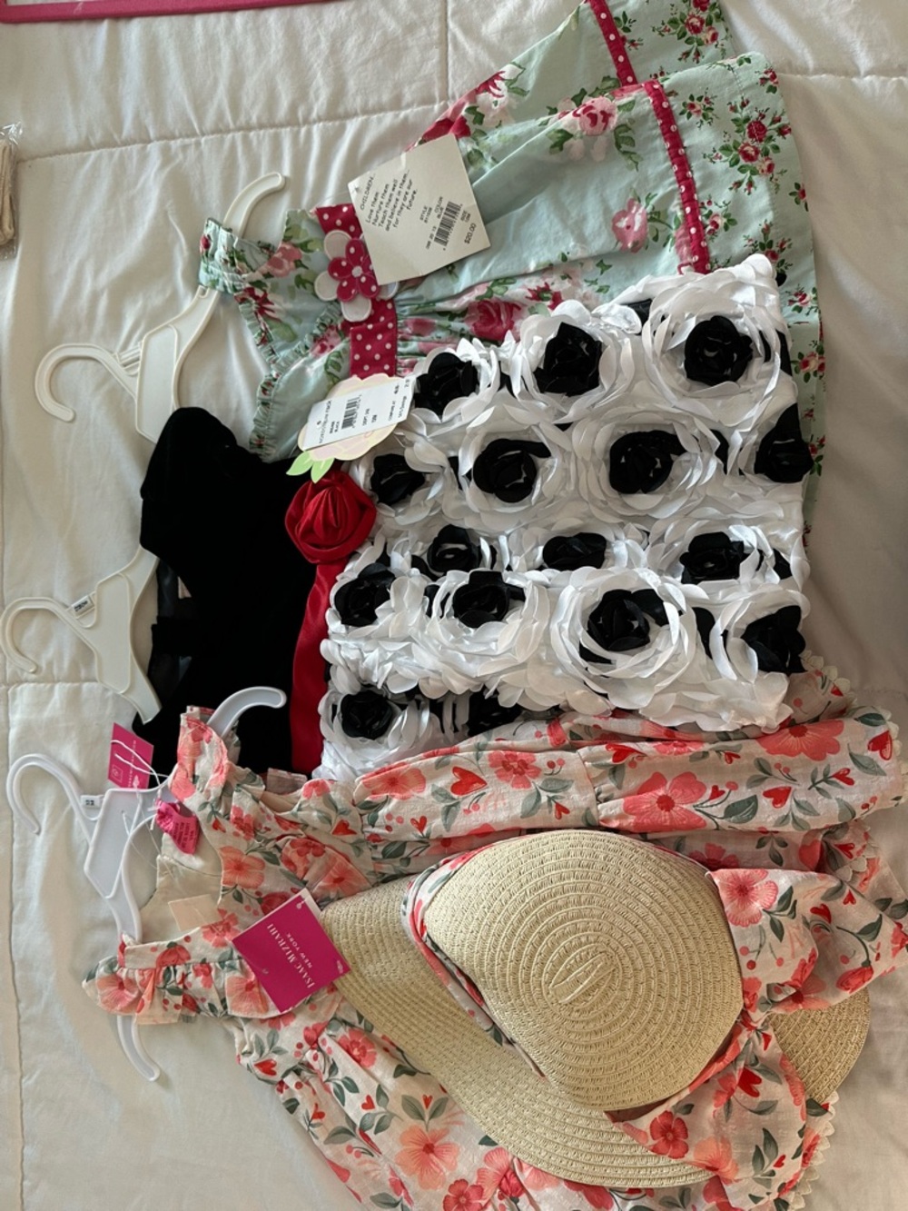Isaac Mizrahi Girls Floral Dress with Straw Sun Hat AND bundle